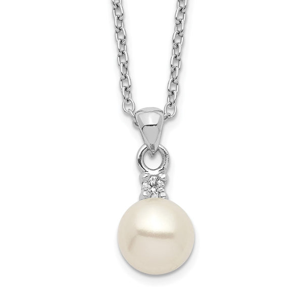Rhodium-Plated Sterling Silver Necklace with 6-7mm Pearls