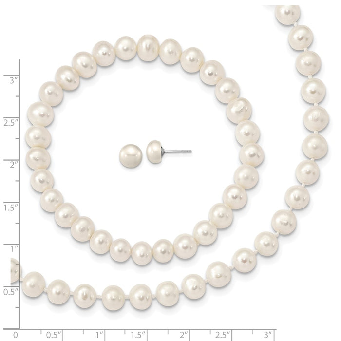 Buy Exclusive Sterling Silver Pearl Jewelry Set: 18" Necklace, Bracelet & Earrings-3