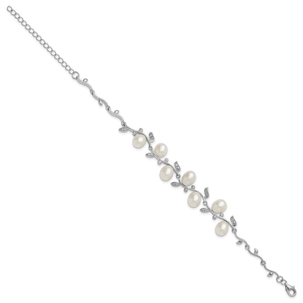 Sterling Silver Bracelet: 7-Inch with 6-8mm Freshwater Pearls