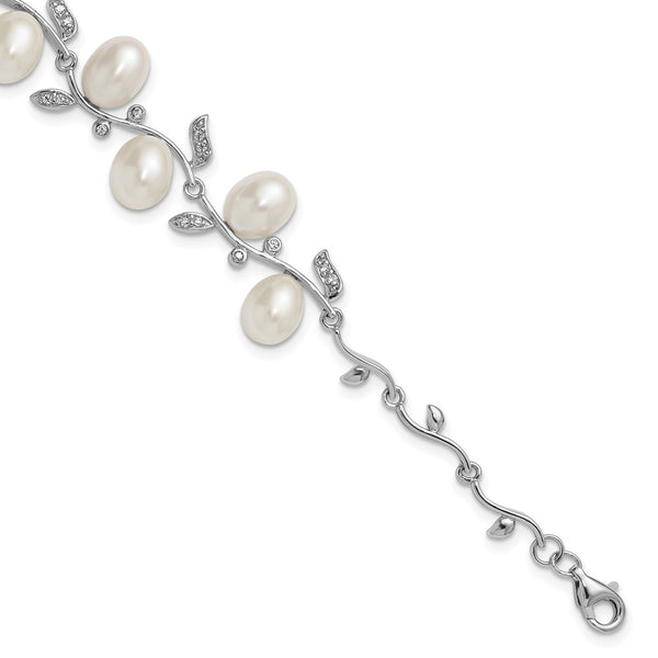 Sterling Silver Bracelet: 7-Inch with 6-8mm Freshwater Pearls