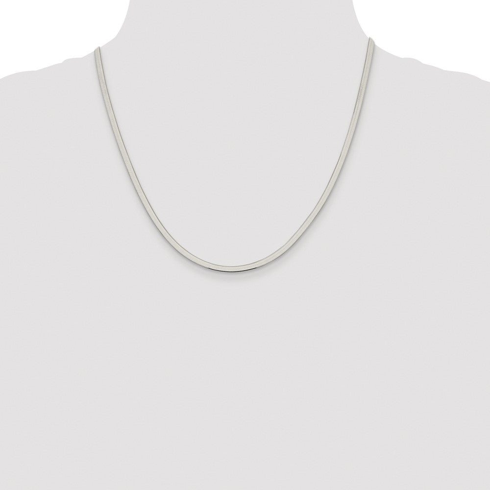 High-Quality Rhodium-Plated 3mm Sterling Silver Herringbone Chain - Stylish Value