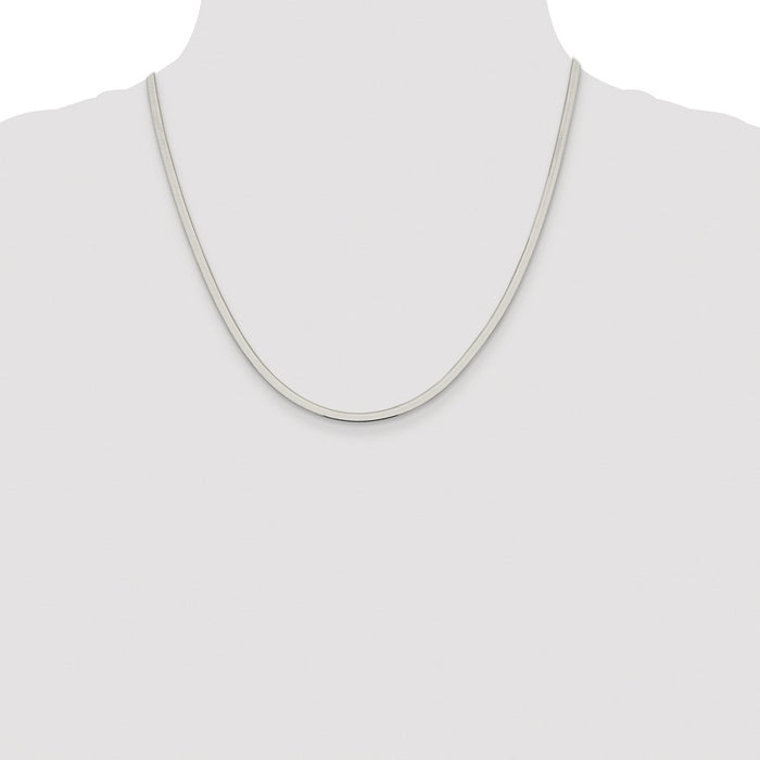 High-Quality Rhodium-Plated 3mm Sterling Silver Herringbone Chain - Stylish Value-4