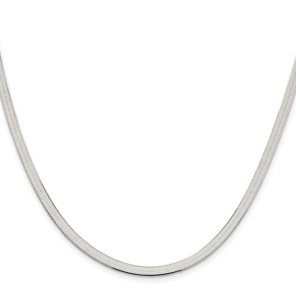 Rhodium-Plated Sterling Silver 3.5mm Herringbone Chain