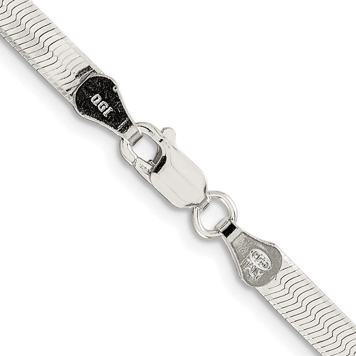 Buy Stylish Rhodium-Plated Sterling Silver 4.5mm Herringbone Chain - Luxury Look-3