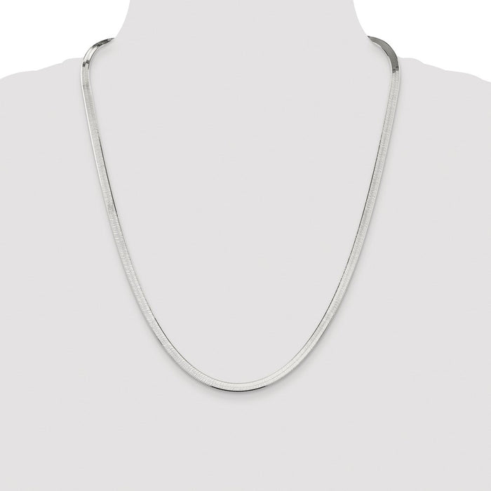 Exclusive 4.5mm Rhodium-Plated Sterling Silver Herringbone Chain - Stylish Value!-4