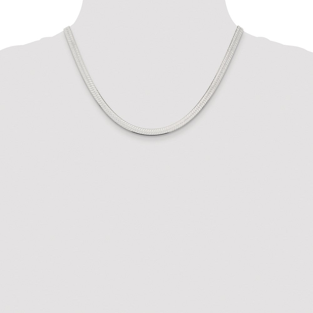 Exclusive 5.25mm Rhodium-Plated Sterling Silver Herringbone Chain - Stylish Value