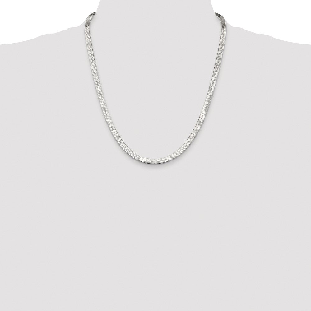Exclusive Rhodium-Plated Sterling Silver 5.25mm Herringbone Chain - Stylish Value!