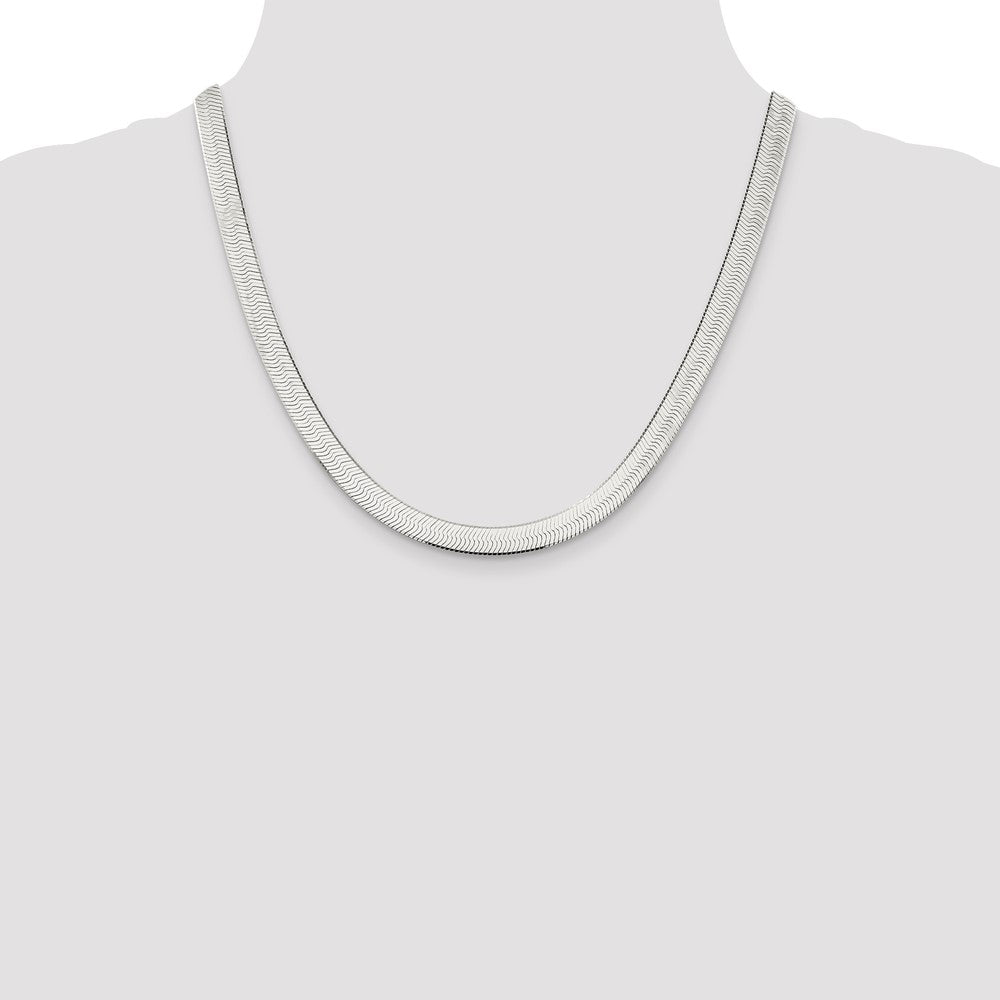 Designer Sterling Silver 7.3mm Enchanted Herringbone Necklace - Stylish Value!