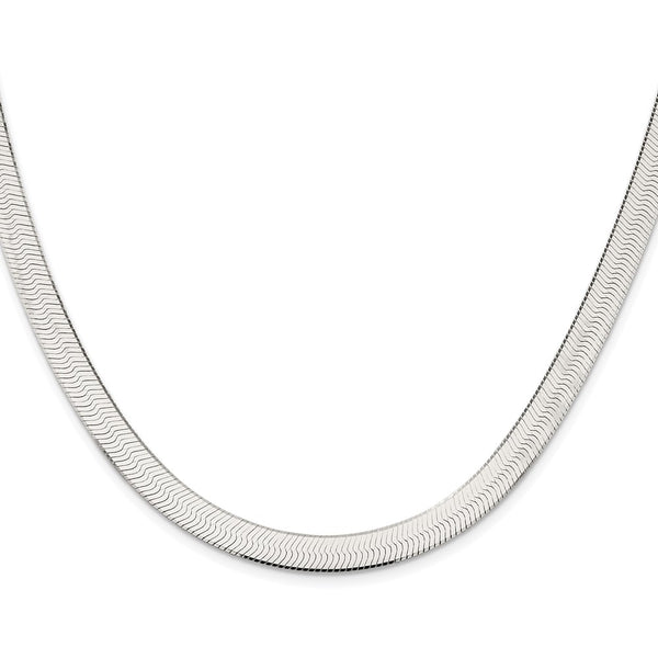 Rhodium-Plated Sterling Silver 7.3mm Magic Herringbone Chain