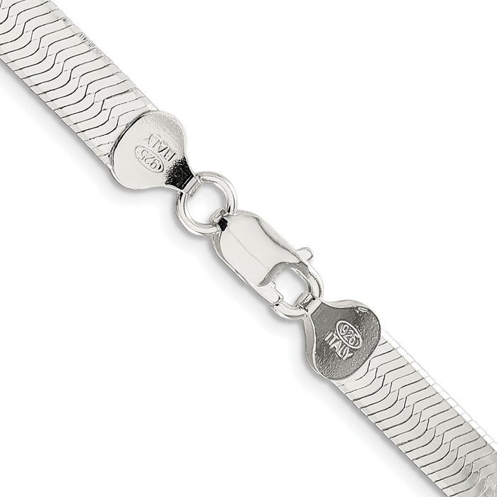 Exclusive Rhodium-Plated Sterling Silver 7.3mm Herringbone Chain - Stylish Value-3