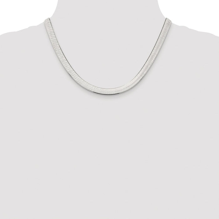 Exclusive Rhodium-Plated Sterling Silver 7.3mm Herringbone Chain - Stylish Value-4