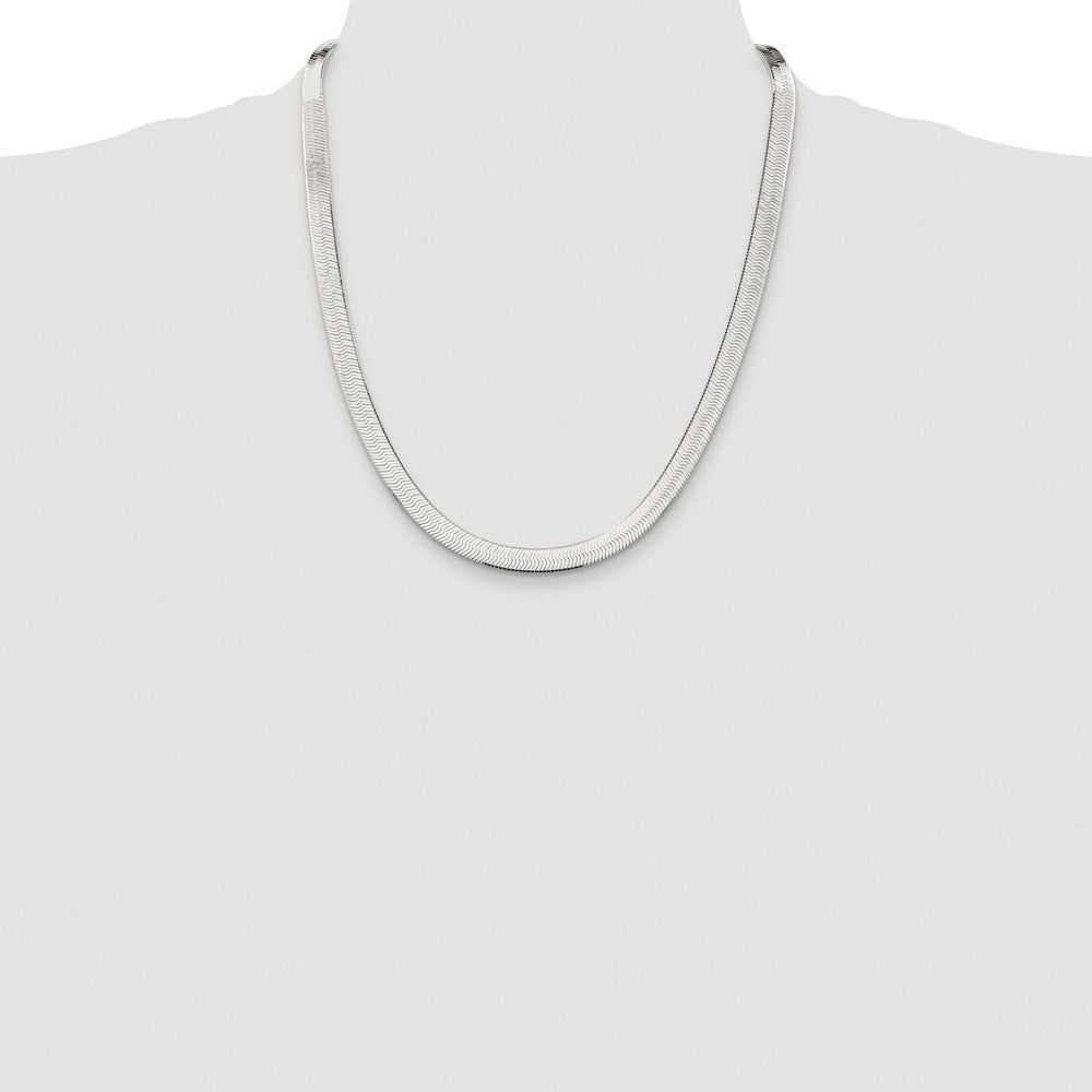 Buy Stylish Rhodium-Plated Sterling Silver 7.3mm Magic Herringbone Chain