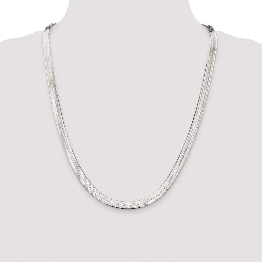 Buy Stylish 7.3mm Rhodium-Plated Sterling Silver Herringbone Chain at Value Price