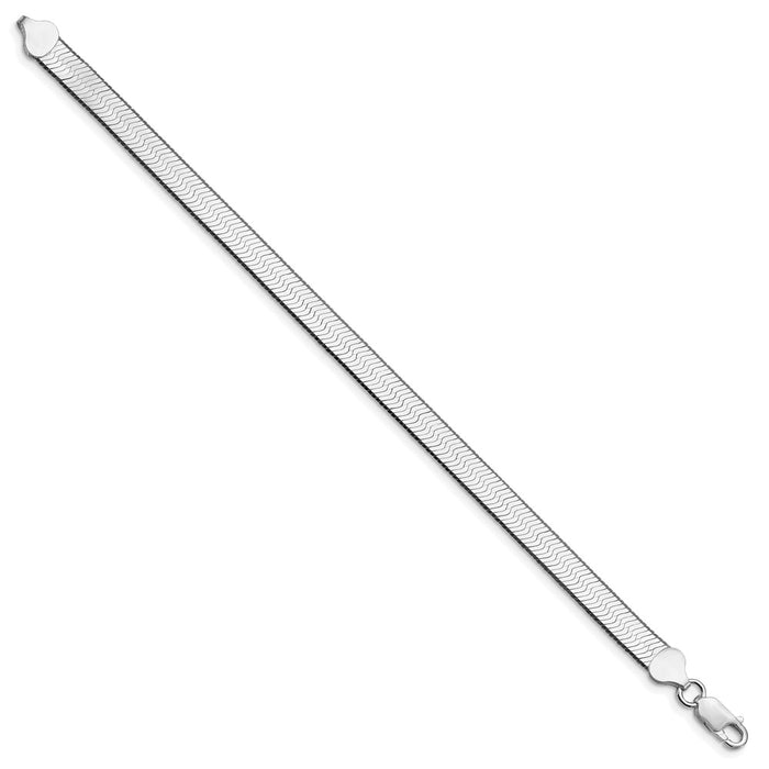 Exclusive 7.3mm Rhodium-Plated Sterling Silver Herringbone Chain - Stylish Value-2