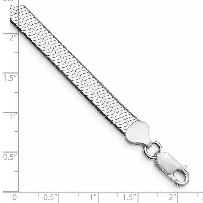 Exclusive 7.3mm Rhodium-Plated Sterling Silver Herringbone Chain - Stylish Value-3