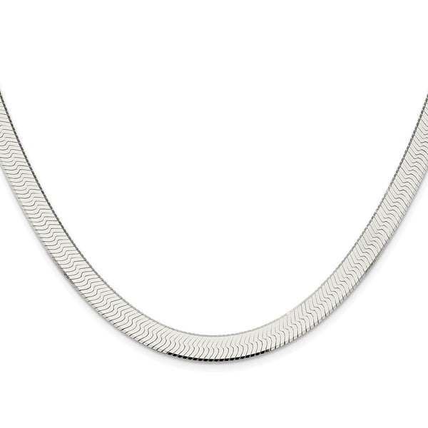 8mm Rhodium-Plated Sterling Silver Herringbone Chain - Style GR1-1033257
