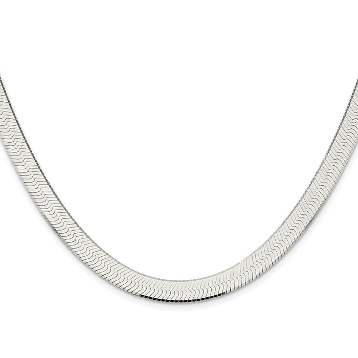 Buy Exclusive 8mm Rhodium-Plated Sterling Silver Herringbone Chain - Luxury Value-2