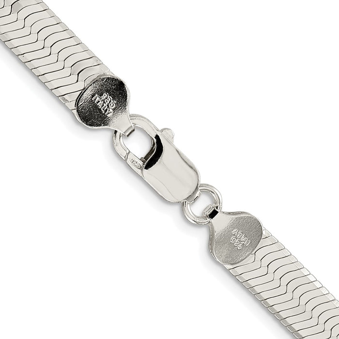 High-Quality 8mm Rhodium-Plated Sterling Silver Herringbone Chain - Stylish Value-3