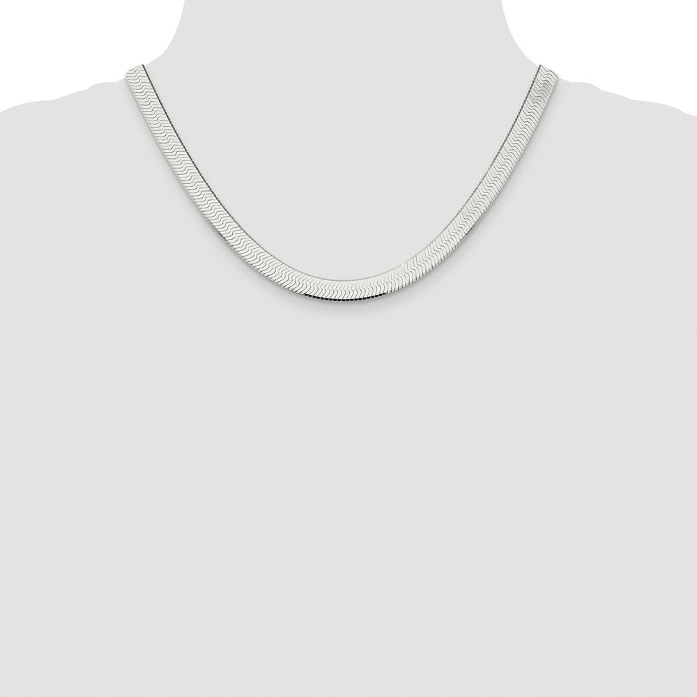 Exclusive Rhodium-Plated 8mm Sterling Silver Herringbone Chain - Affordable Luxury