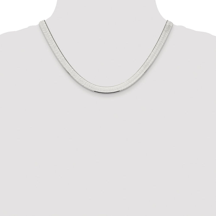 Exclusive Rhodium-Plated 8mm Sterling Silver Herringbone Chain - Affordable Luxury-4