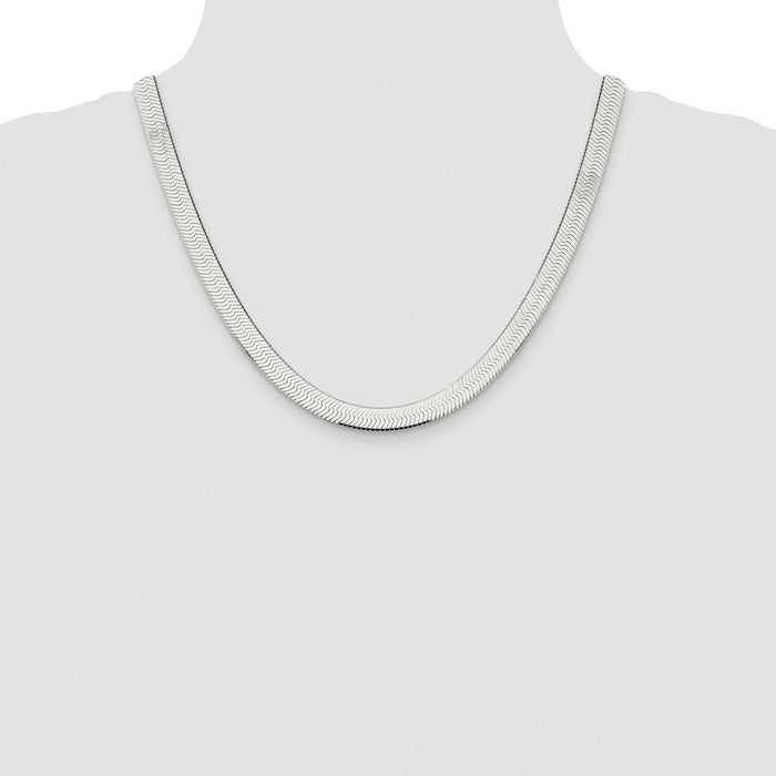 Buy Exclusive 8mm Rhodium-Plated Sterling Silver Herringbone Chain - Luxury Value-4