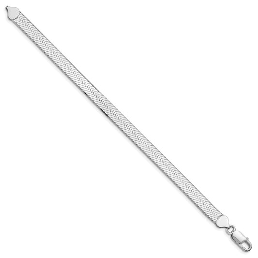 Buy Exclusive 8mm Rhodium-Plated Sterling Silver Herringbone Chain - Stylish Value!