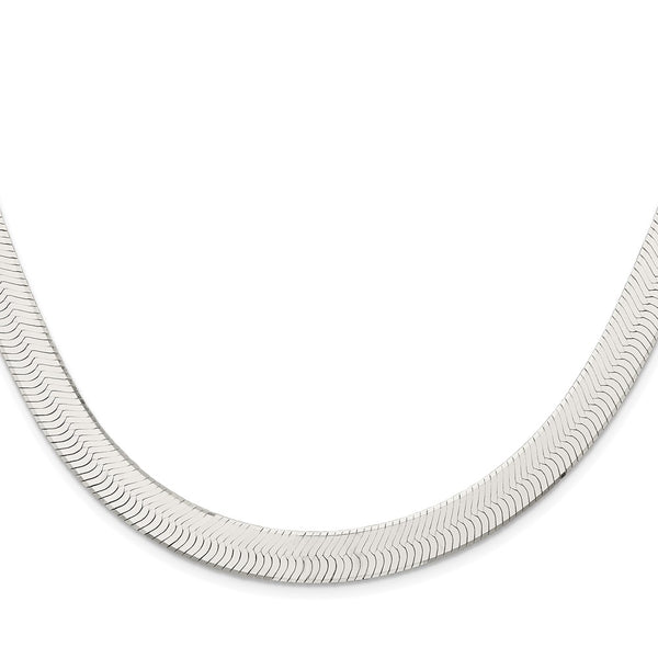 Rhodium-Plated Sterling Silver 10.5mm Herringbone Chain