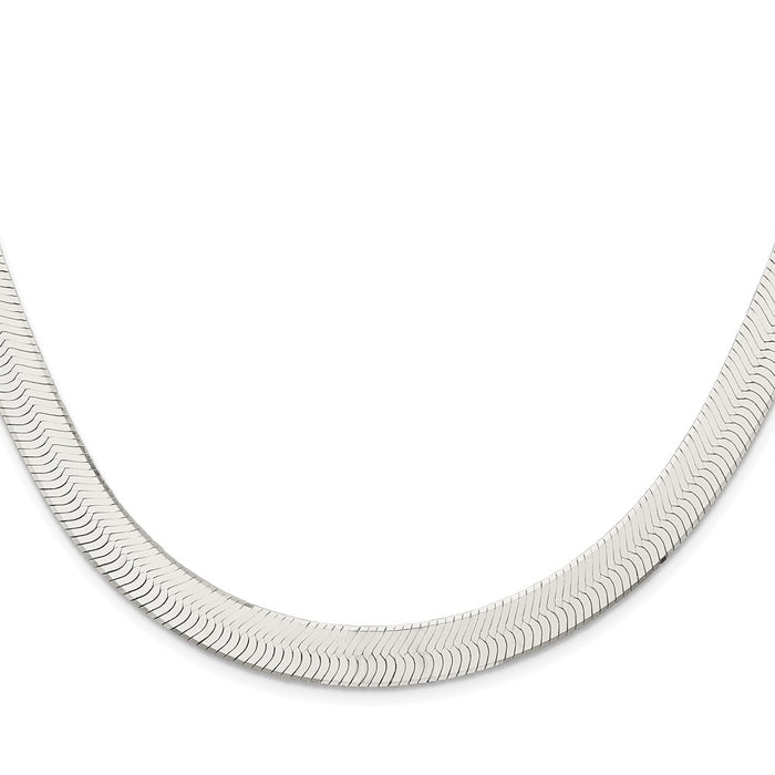 Buy Stylish 10.5mm Rhodium-Plated Sterling Silver Herringbone Chain-2