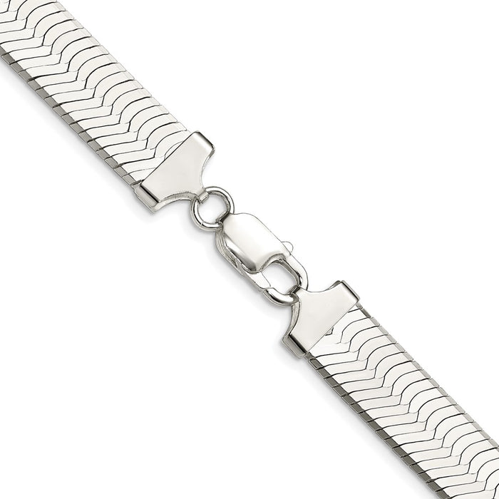 Buy Stylish 10.5mm Rhodium-Plated Sterling Silver Herringbone Chain-3