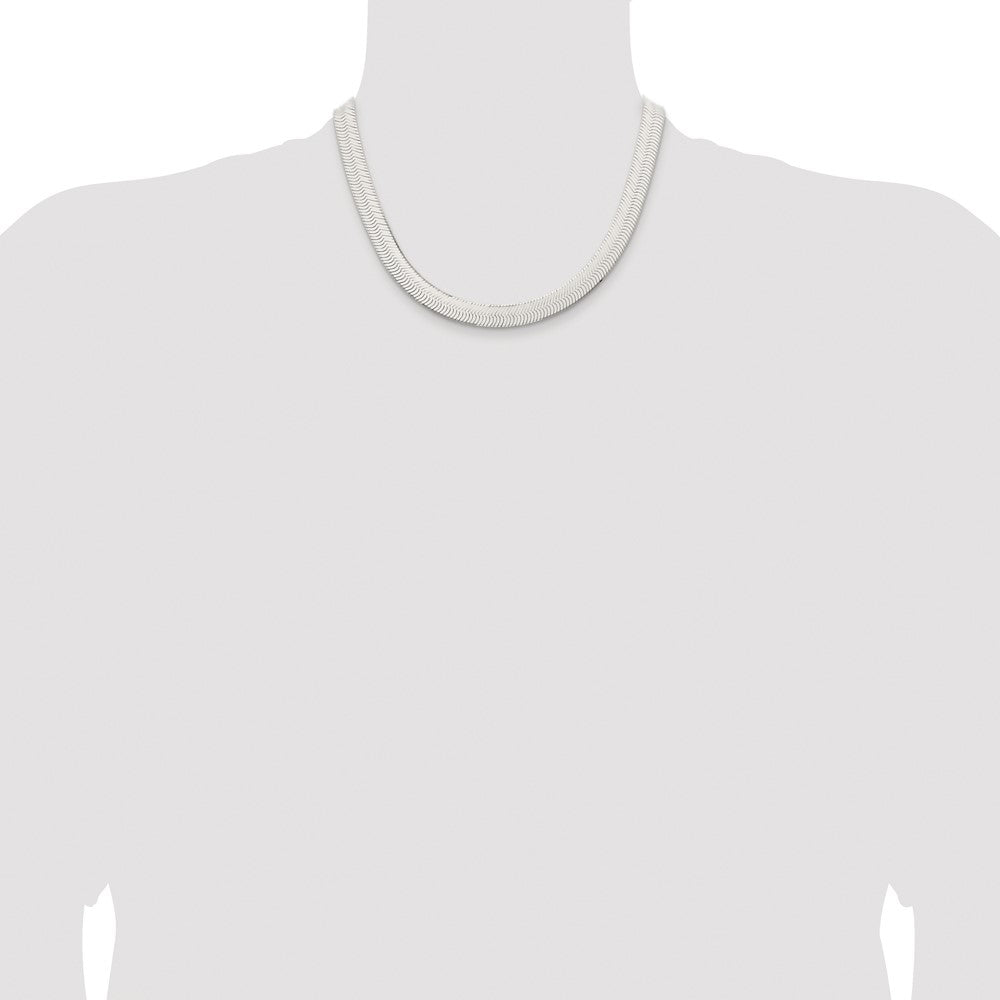 Buy Exclusive Rhodium-Plated Sterling Silver 10.5mm Herringbone Chain - Stylish Value