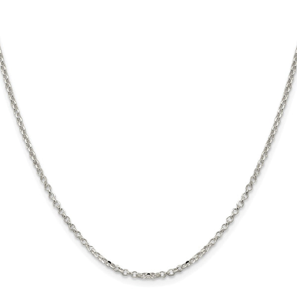 2.2mm Rhodium-Plated Diamond-Cut Cable Chain in Sterling Silver