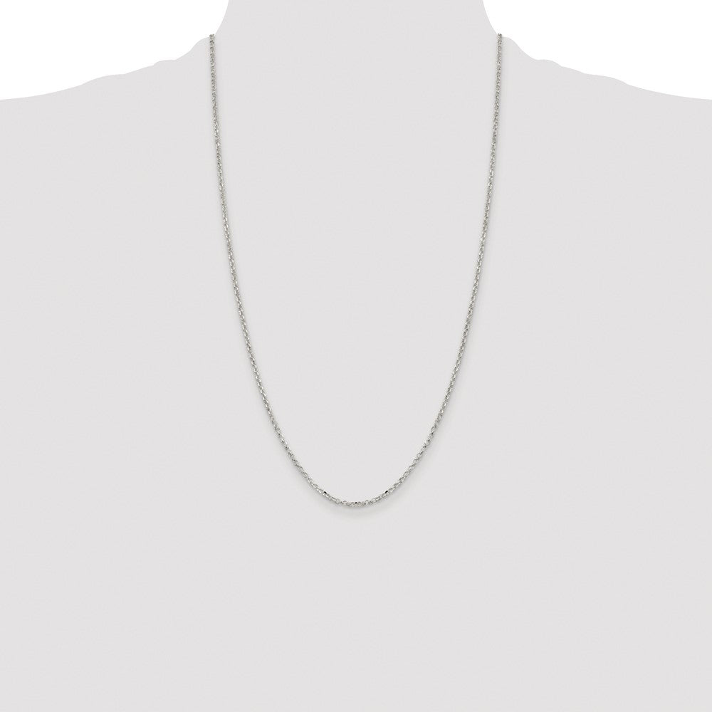 Buy Stylish Rhodium-Plated 2.2mm Diamond-Cut Cable Chain in Sterling Silver