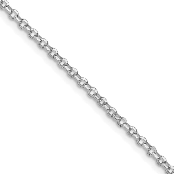 2.2mm Rhodium-Plated Diamond-Cut Cable Chain in Sterling Silver