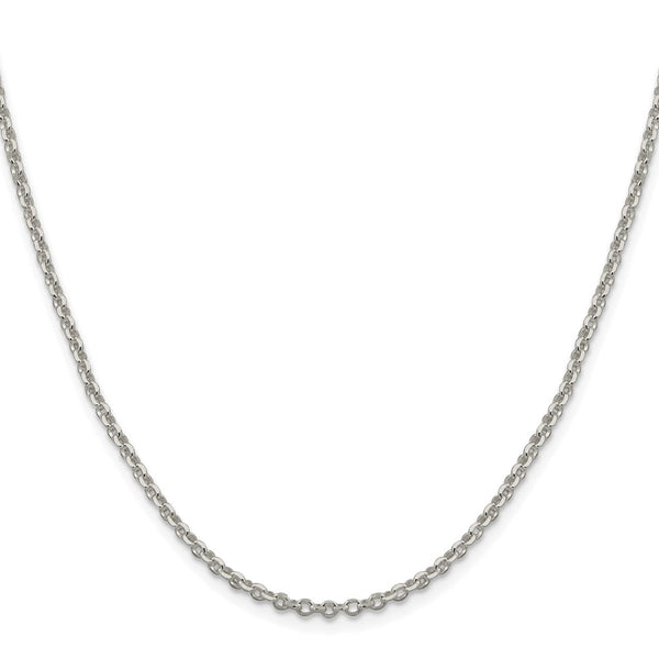 2.6mm Diamond-Cut Cable Chain in Rhodium-Plated Silver