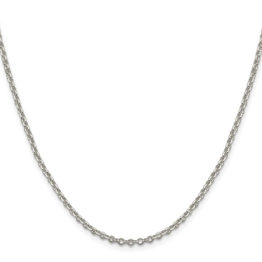 Buy Stylish Rhodium-Plated Sterling Silver 2.6mm Diamond-Cut Cable Chain