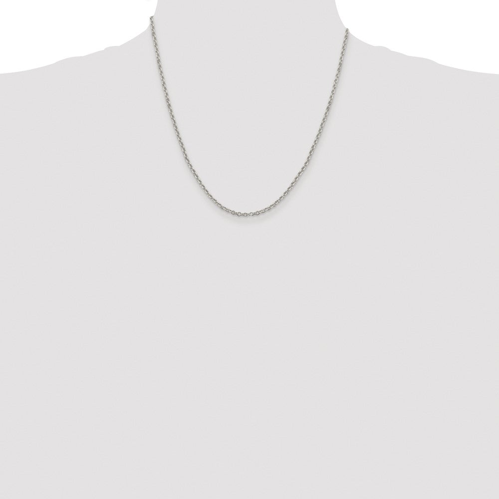 Buy Stylish Rhodium-Plated Sterling Silver 2.6mm Diamond-Cut Cable Chain