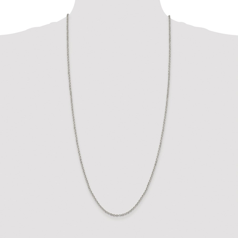 Order Stylish 2.6mm Diamond-Cut Cable Chain in Rhodium-Plated Silver | Luxury