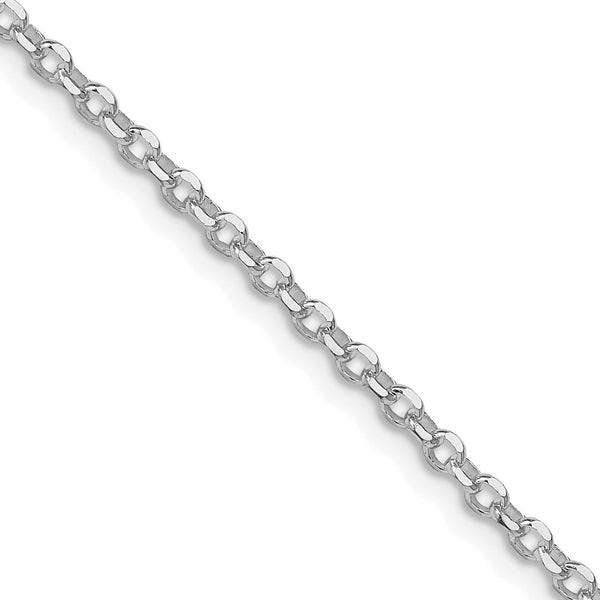2.6mm Diamond-Cut Cable Chain in Rhodium-Plated Silver