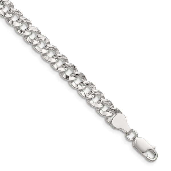 6.35mm Hammered Curb Chain in Sterling Silver - Style GR1-1030018