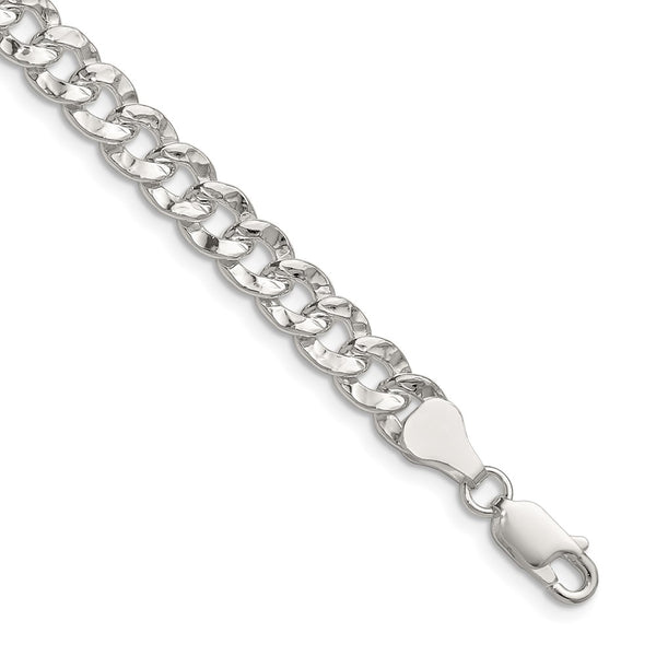Hammered Curb Chain in 6.35mm Sterling Silver - Style GR1-1032236