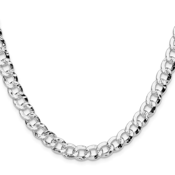 Hammered Curb Chain in Sterling Silver - 7.6mm Width