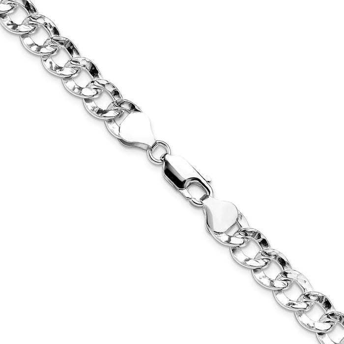 Buy Stylish Hammered Curb Chain in Sterling Silver - 7.6mm Width, Affordable Price-3