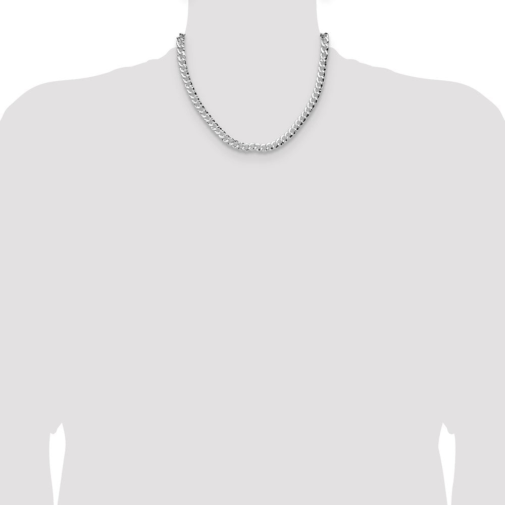Buy Stylish Hammered Curb Chain in Sterling Silver - 7.6mm Width, Affordable Price