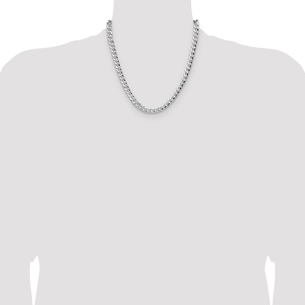 High-Quality 7.6mm Hammered Curb Chain in Sterling Silver | Stylish Value