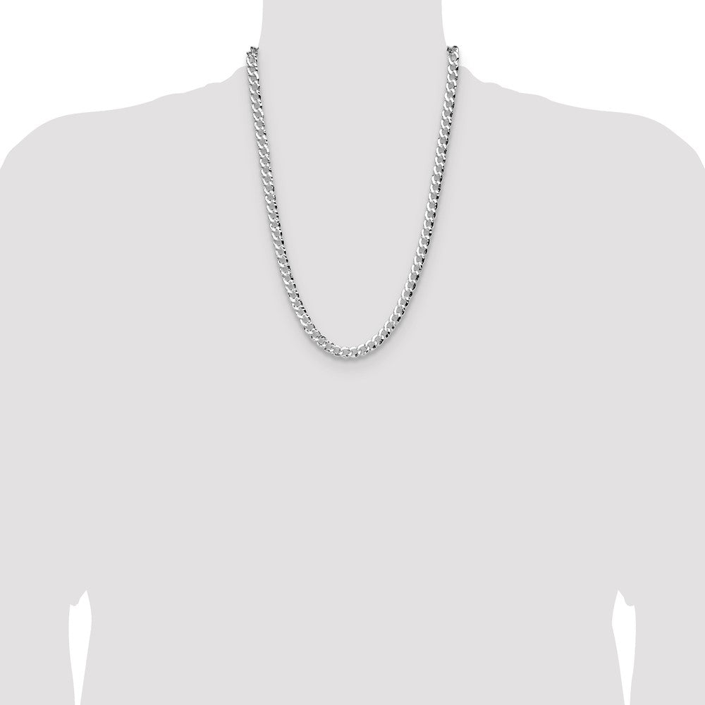 High-Quality 7.6mm Hammered Curb Chain in Sterling Silver | Stylish Value