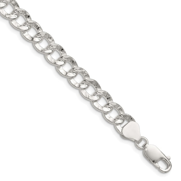 Hammered Curb Chain - 7.6mm Width Sterling Silver - Style GR1-1029778