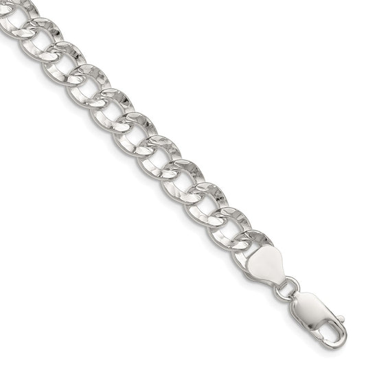 Buy Stylish Hammered Curb Chain - 7.6mm Width in Sterling Silver at Value Price