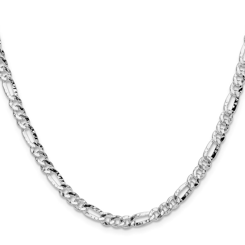 High-Quality Hammered Figaro Chain - 4.75mm Sterling Silver, Stylish Value!