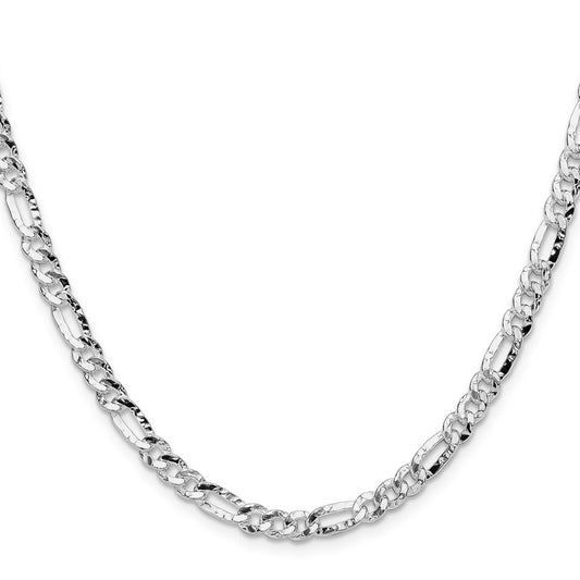 Exclusive Hammered Figaro Chain - 4.75mm Width, Stylish Sterling Silver