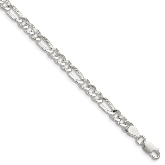 Buy Stylish Hammered Figaro Chain - 4.75mm Width in Sterling Silver